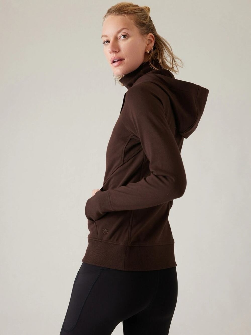 Athleta Triumph Full Zip Hoodie Sweatshirt Jacket Brown Size XS